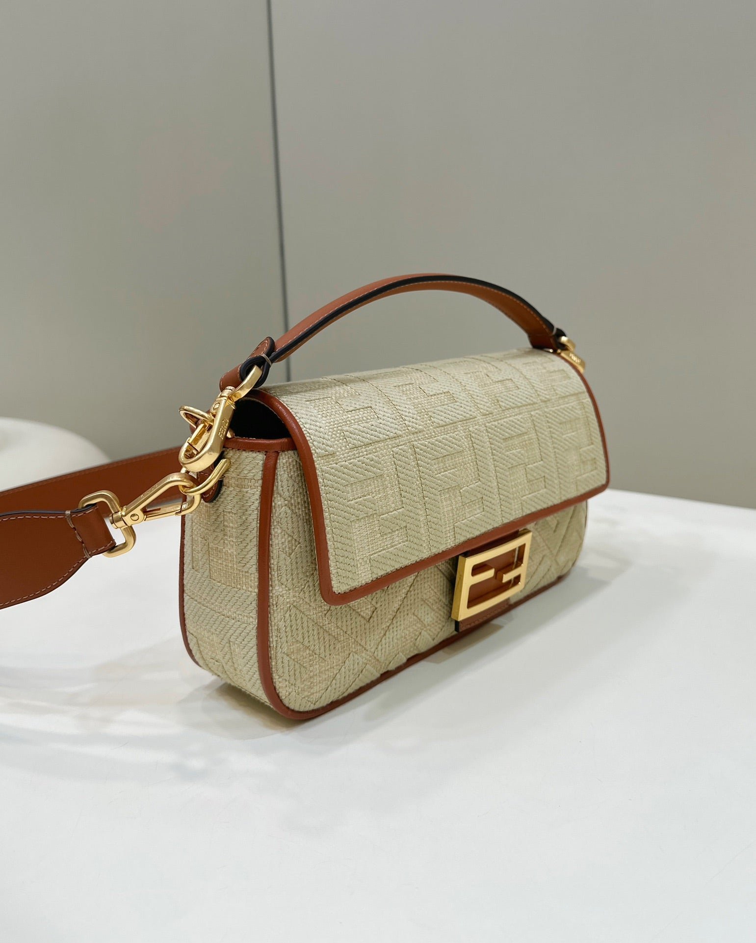 Alternative view of Fendi Baguette 27 Tan Beige Embroidery