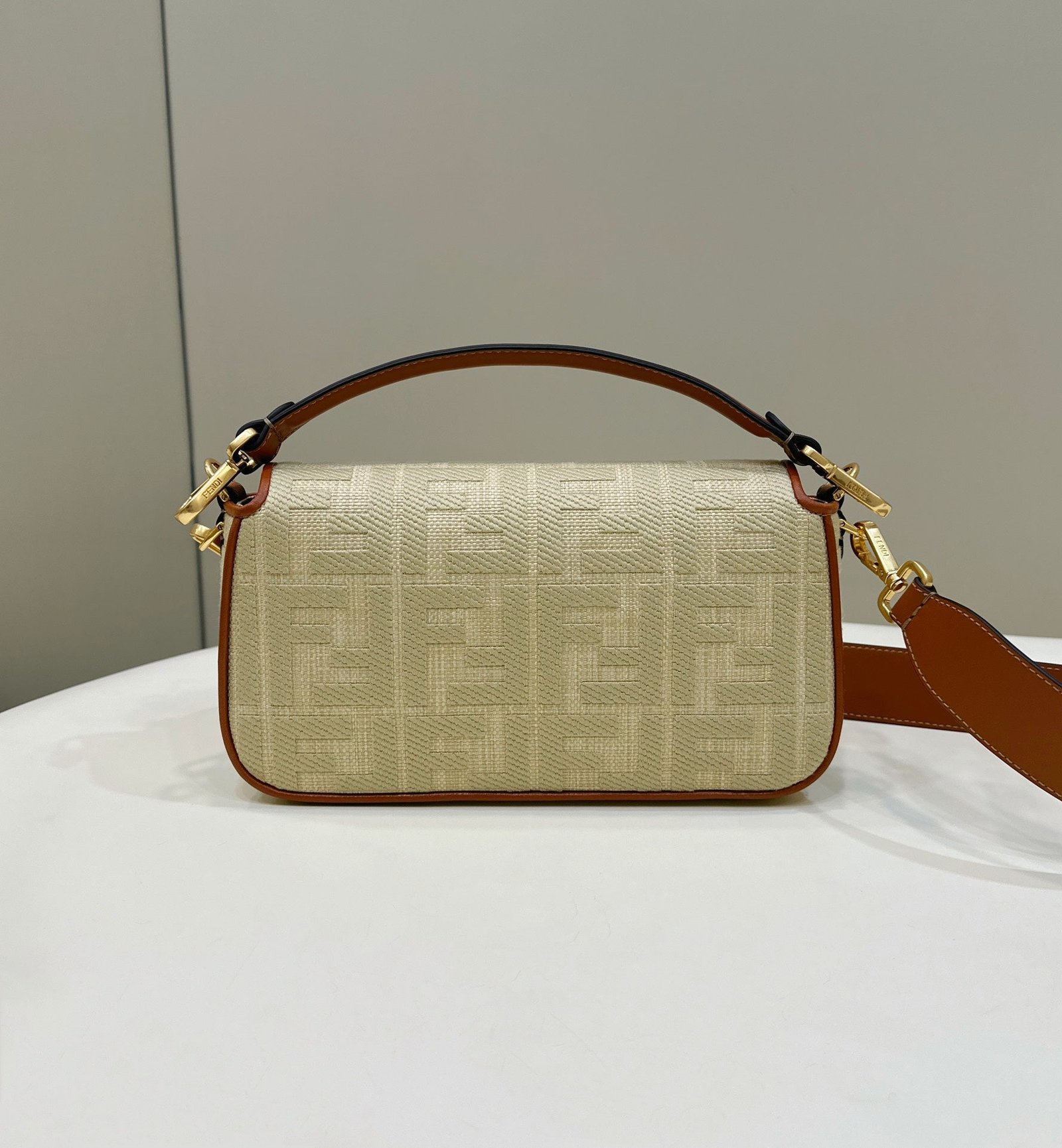 Fendi Baguette 27 Tan Beige Embroidery - Image 7