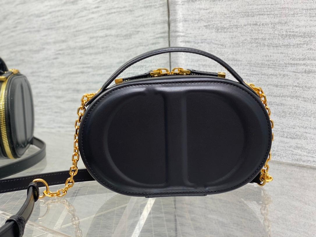 Dior Oval Camera Bag 18cm Black Cowhide Leather - Image 3