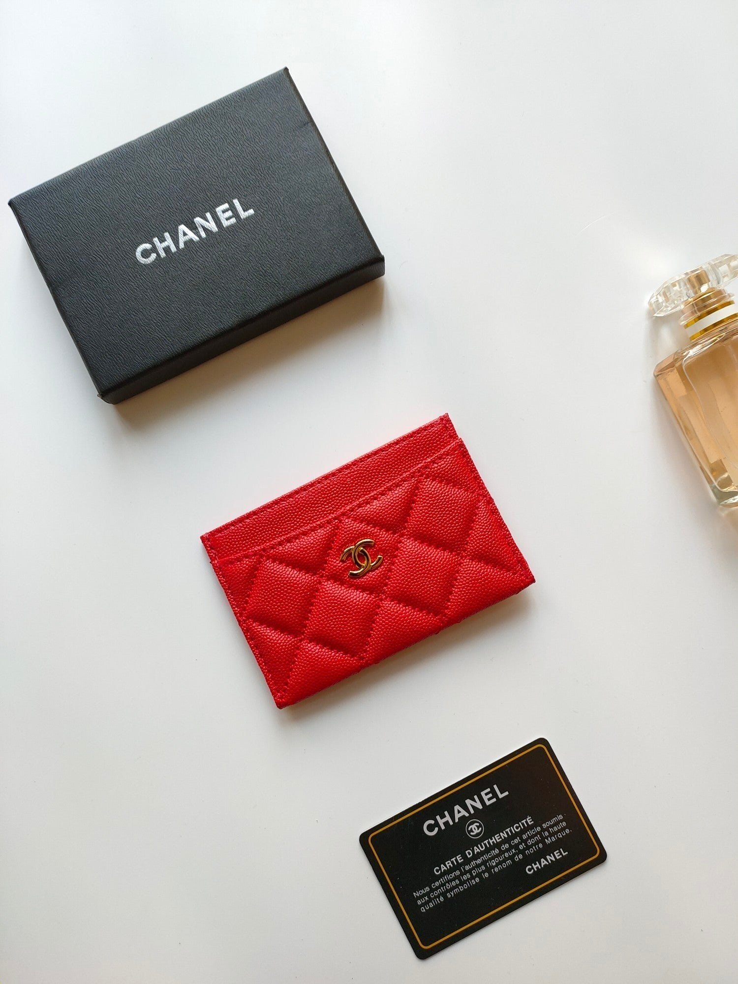 Alternative view of CC CARD HOLDER 11.2 ROSE GRAINED CALFSKIN GOLD ICON