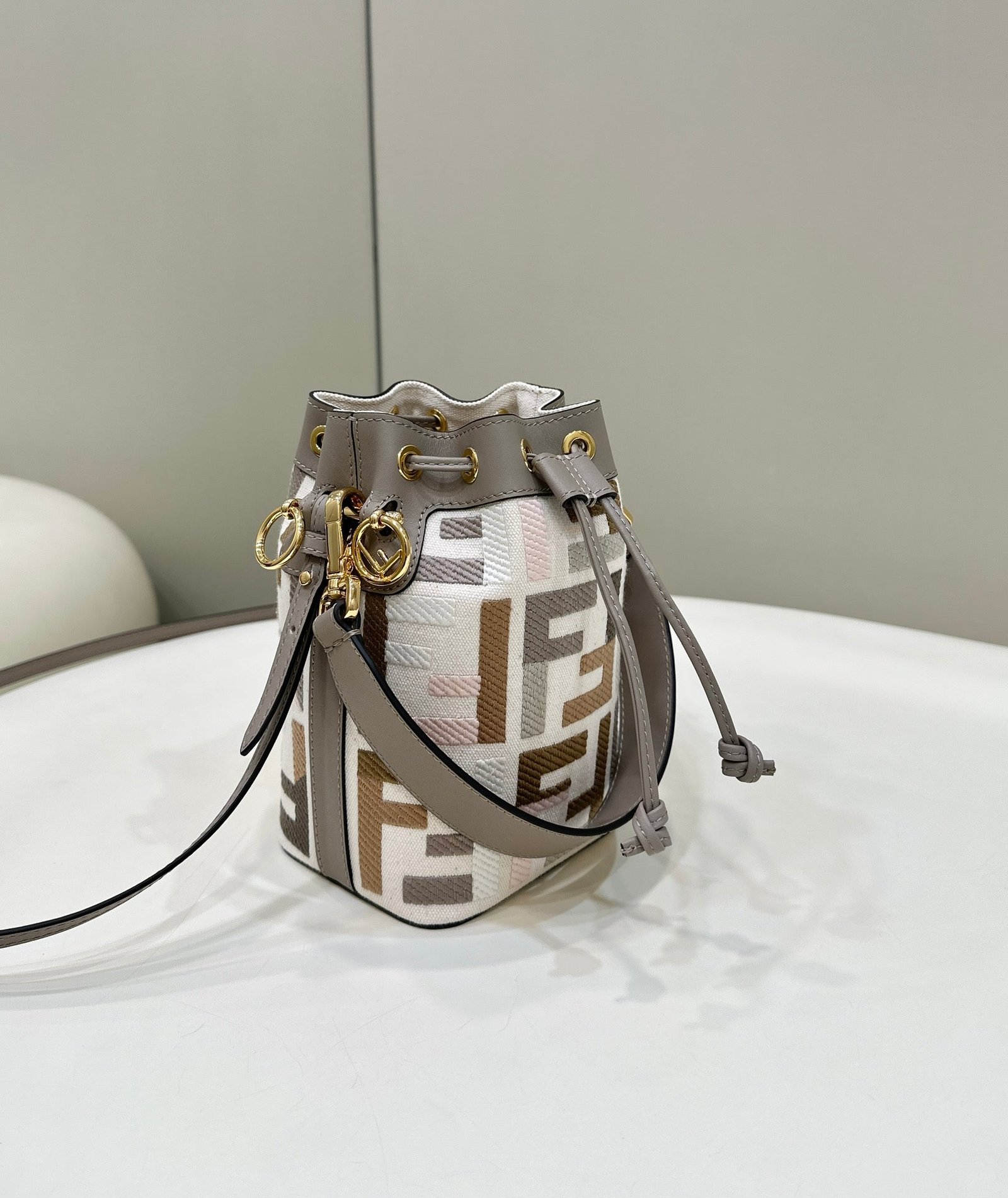 Alternative view of Fendi Mon Tresor 18 Canvas Calfskin Bucket Bag
