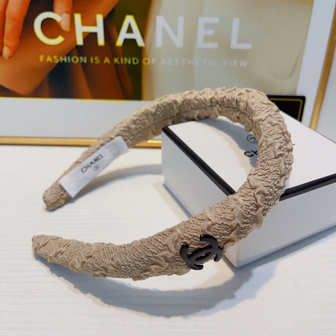 Alternative view of CHANEL TAN BEIGE WRINKLED FABRIC HAIRBAND 925629