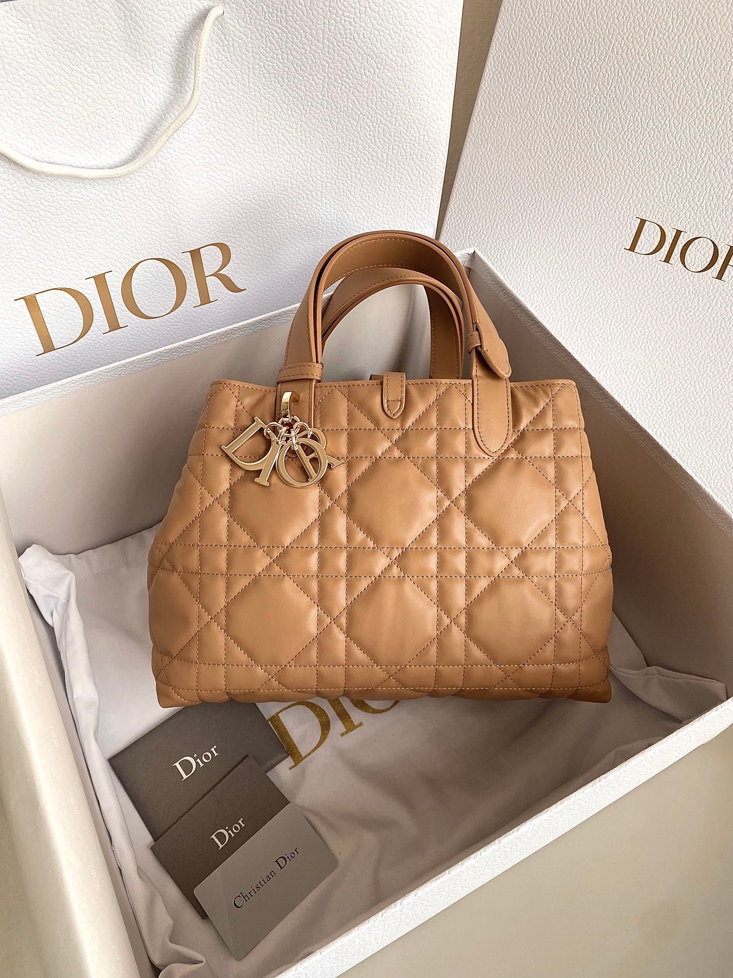 Dior Toujours 28 Beige Calfskin Tote - Image 7