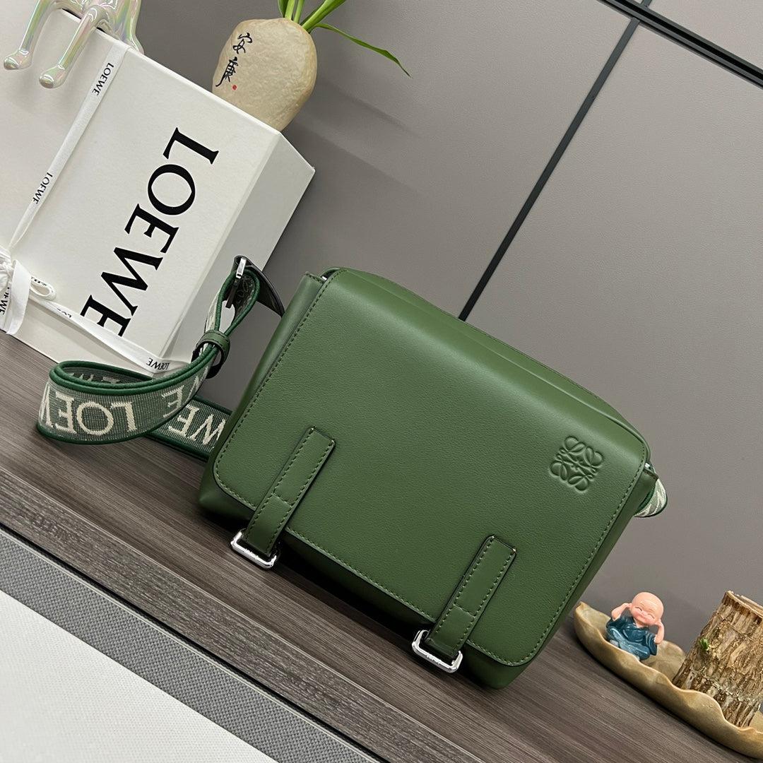 Loewe XS Military Messenger Bag 24.5 Olive Green Cowhide