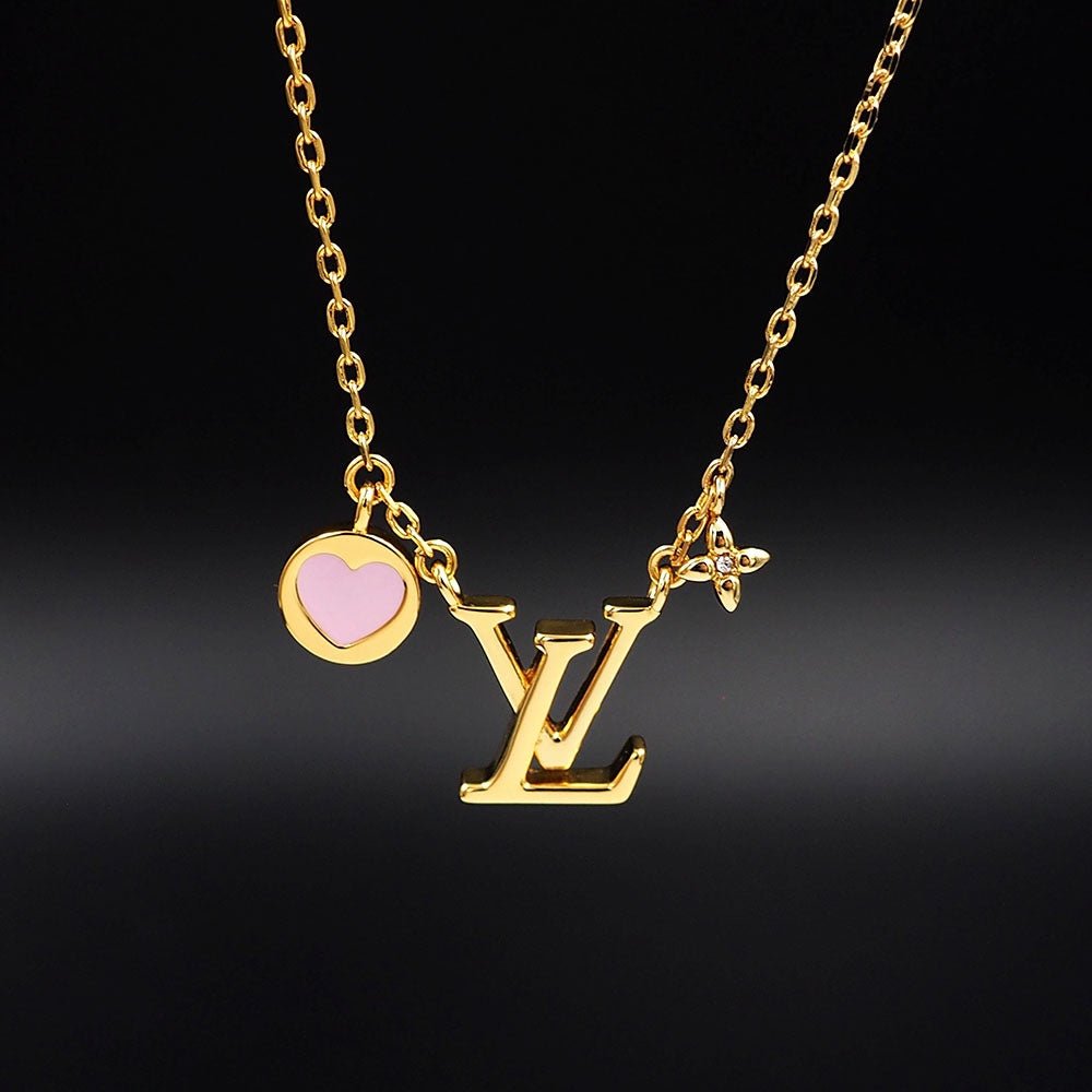 LV Gold Heart Logo Silken Necklace - Image 5