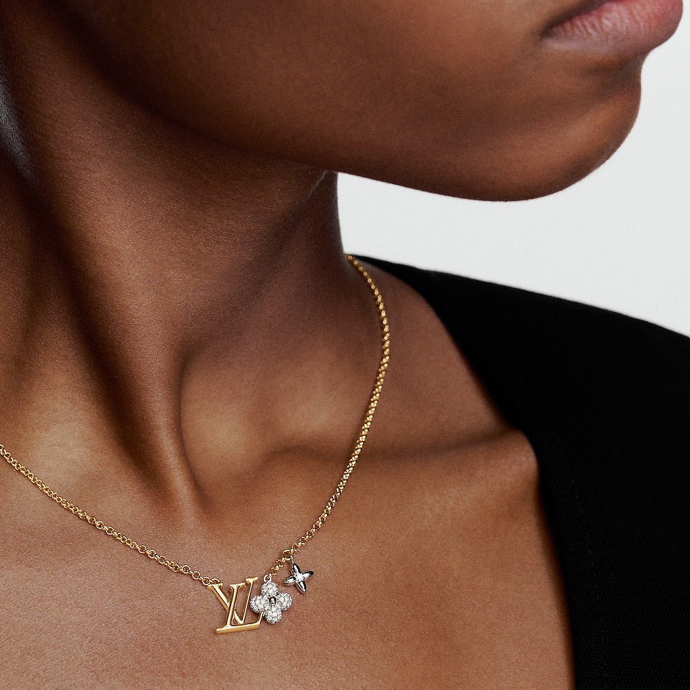 Alternative view of LV Gold Logo & Flower Necklace
