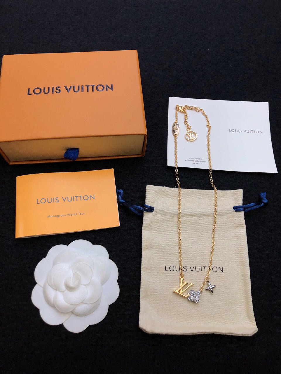 LV Two-Tone Gold Silver Zircon Necklace - Image 7