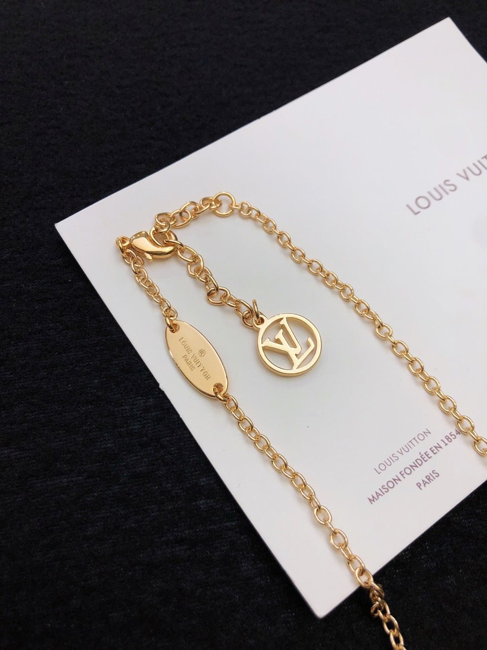 LV Two-Tone Gold Silver Zircon Necklace - Image 8