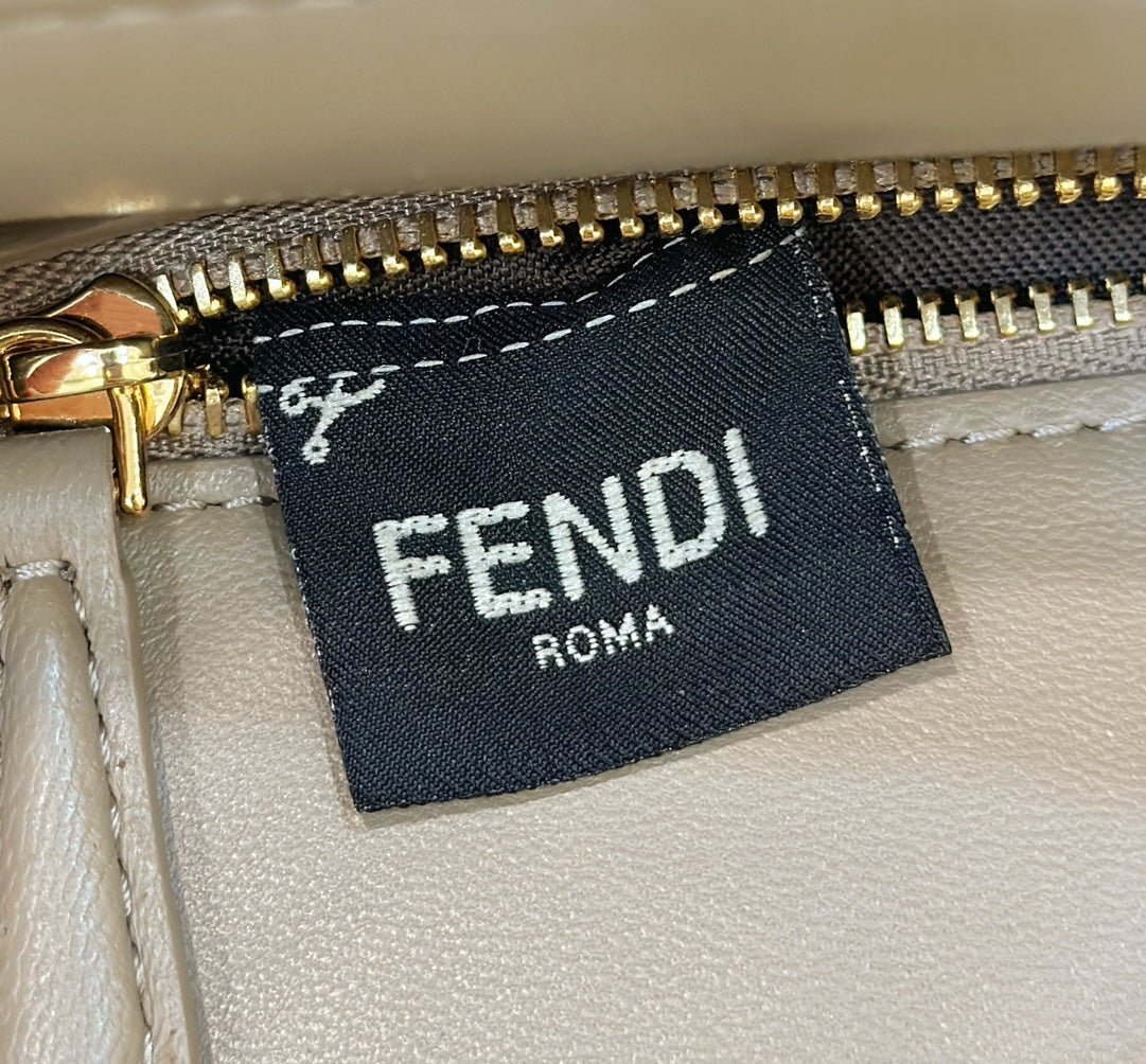 Fendi Peekaboo 24 White Mix Brown Interlaced Calfskin - Image 8