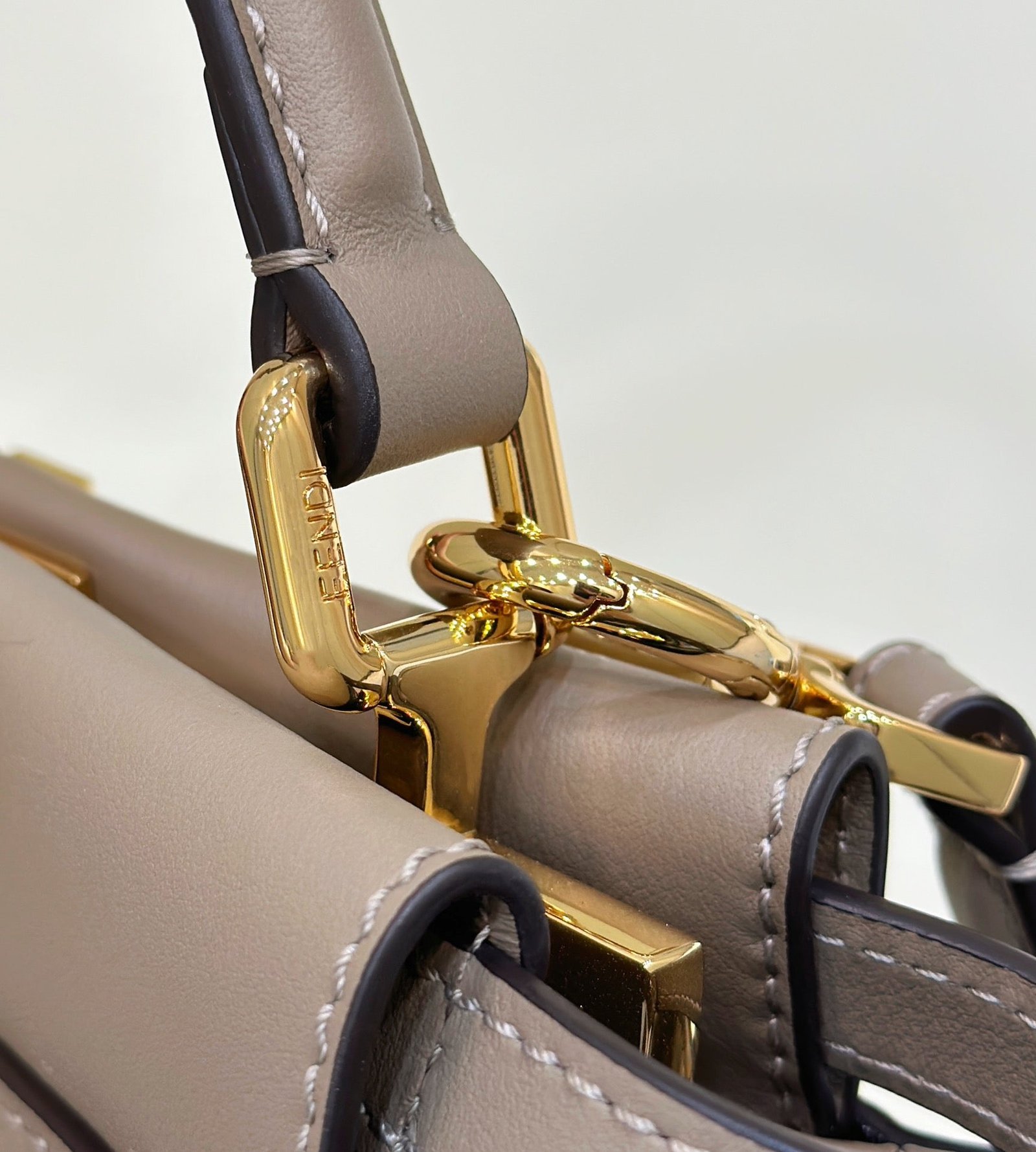 Fendi Peekaboo 24 White Mix Brown Interlaced Calfskin - Image 3