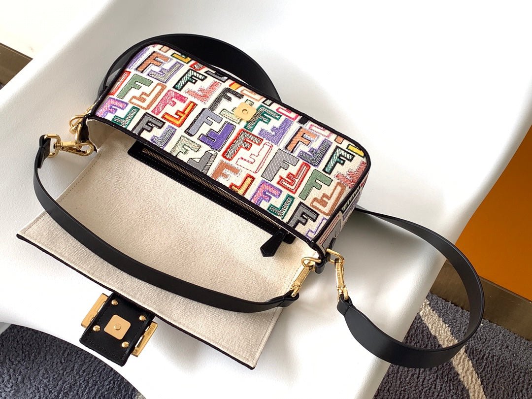 Fendi Baguette 27 Black Multicolour Embroidery - Image 8