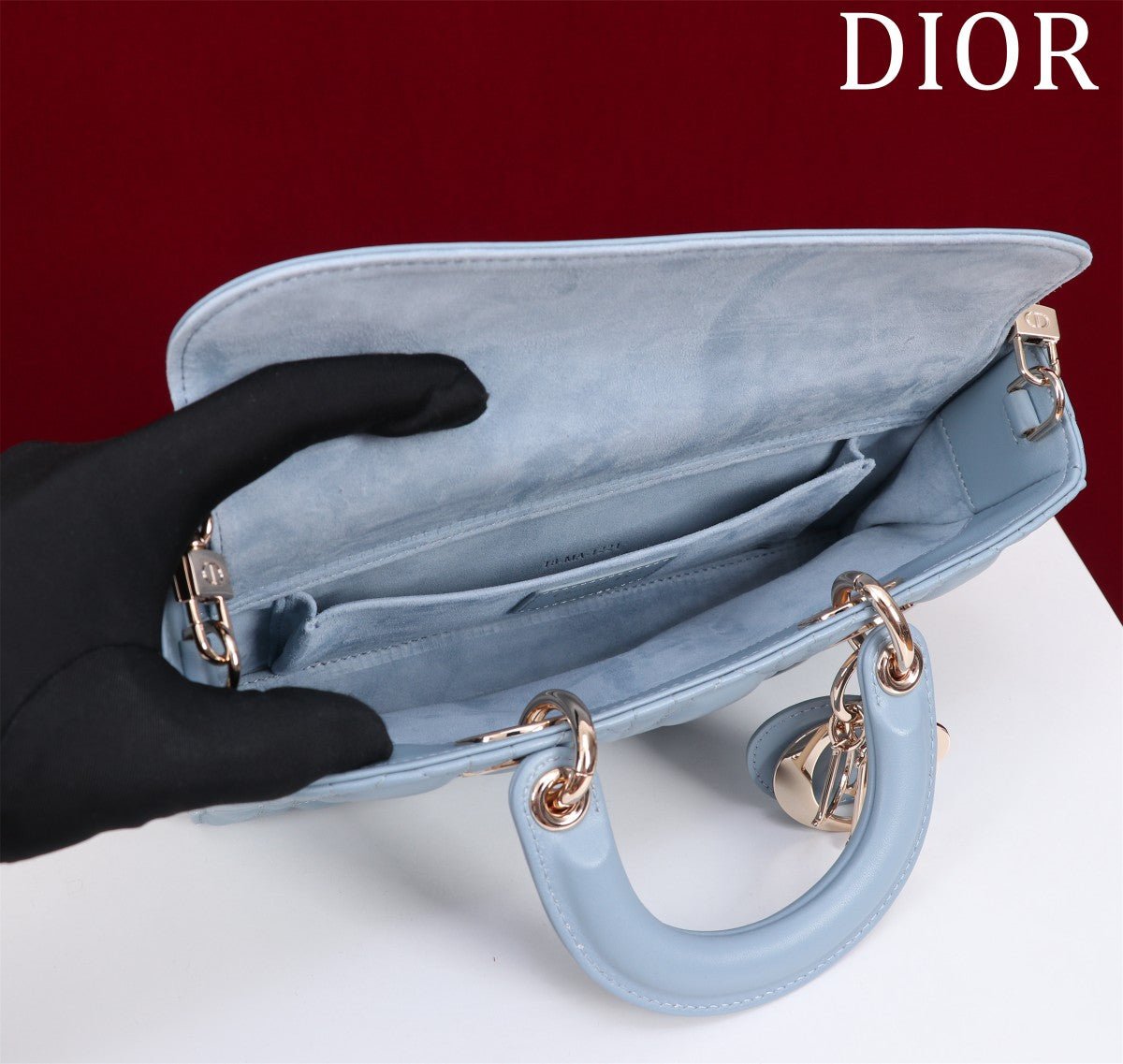 Dior Lady D-Joy 26 Cloud Blue Lambskin Handbag - Image 6