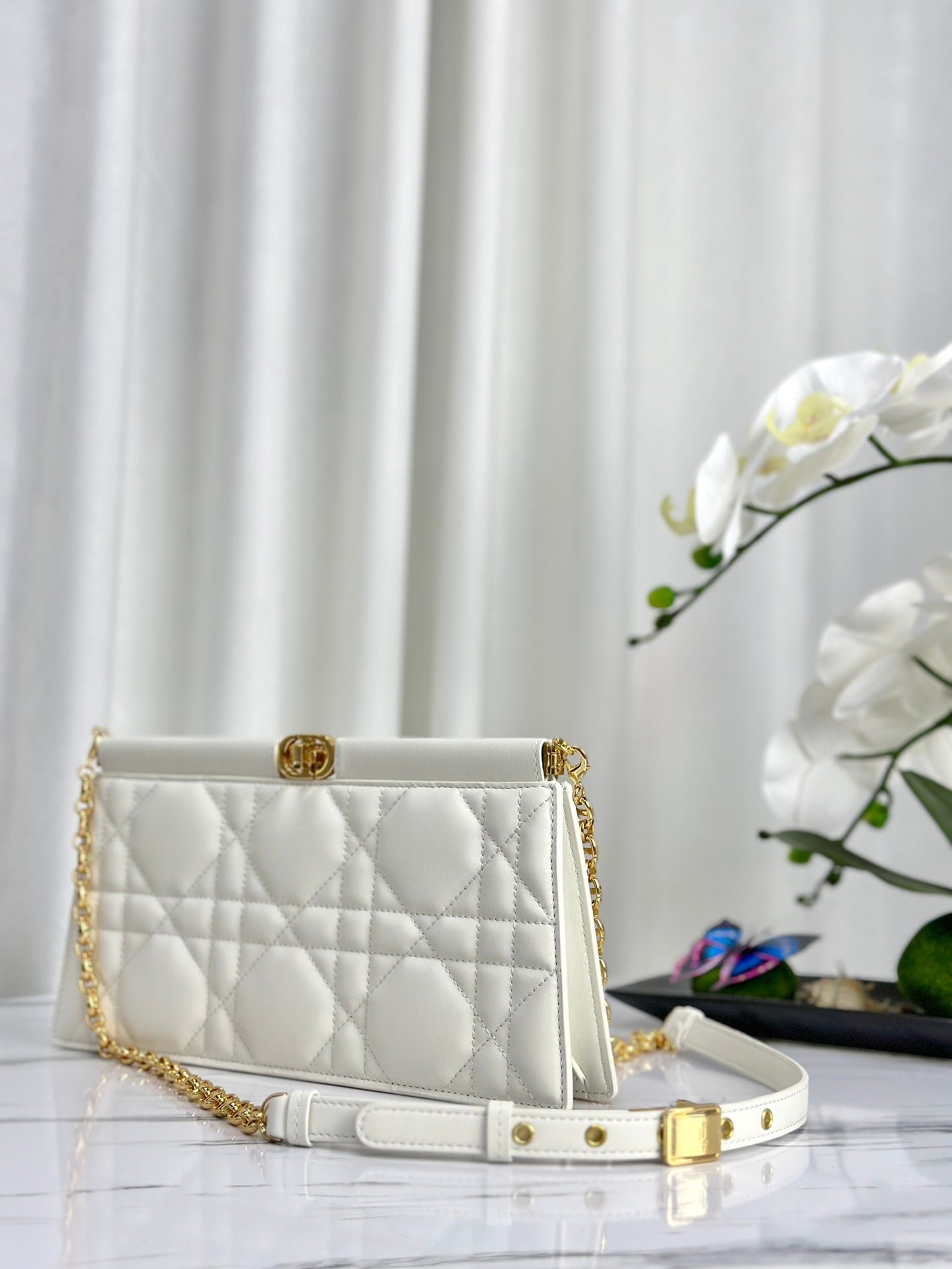 Dior Chain Clutch 27 Lambskin Bag White - Image 2