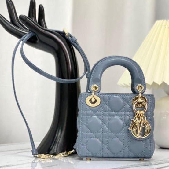Dior Micro Lady 12 Lambskin Bag Blue Sapphire