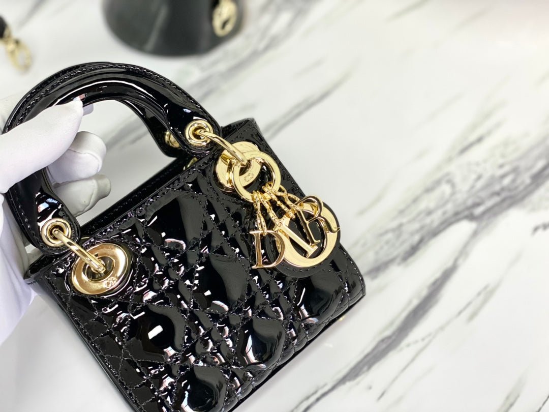 Dior Micro Lady 12 Glossy Lambskin Bag Black - Image 4