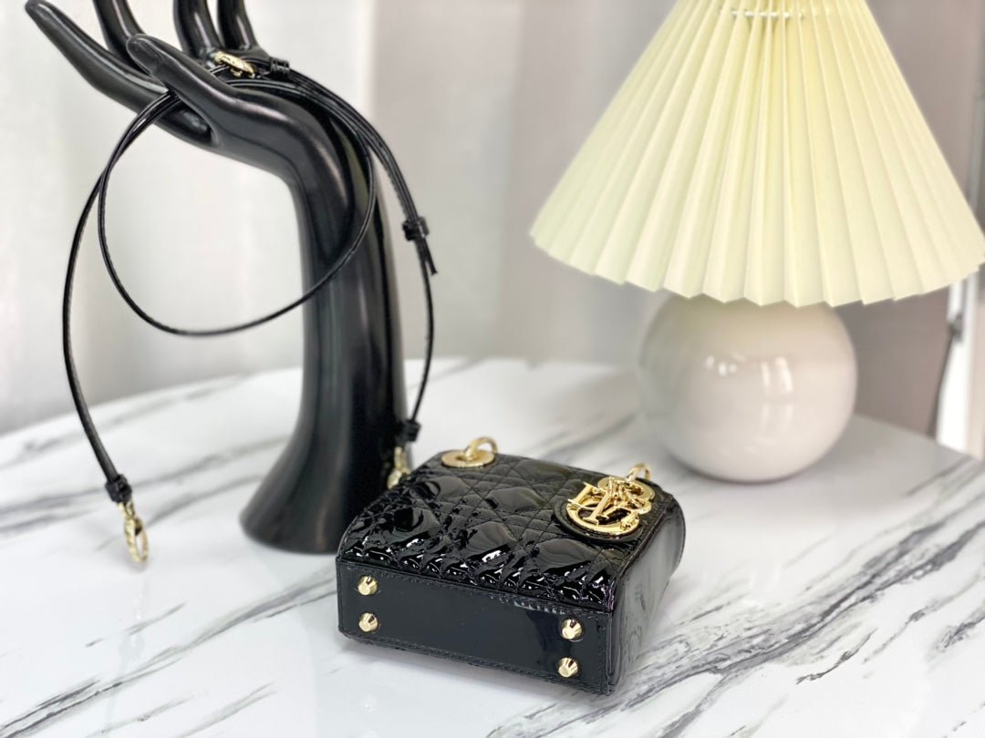 Dior Micro Lady 12 Glossy Lambskin Bag Black - Image 8