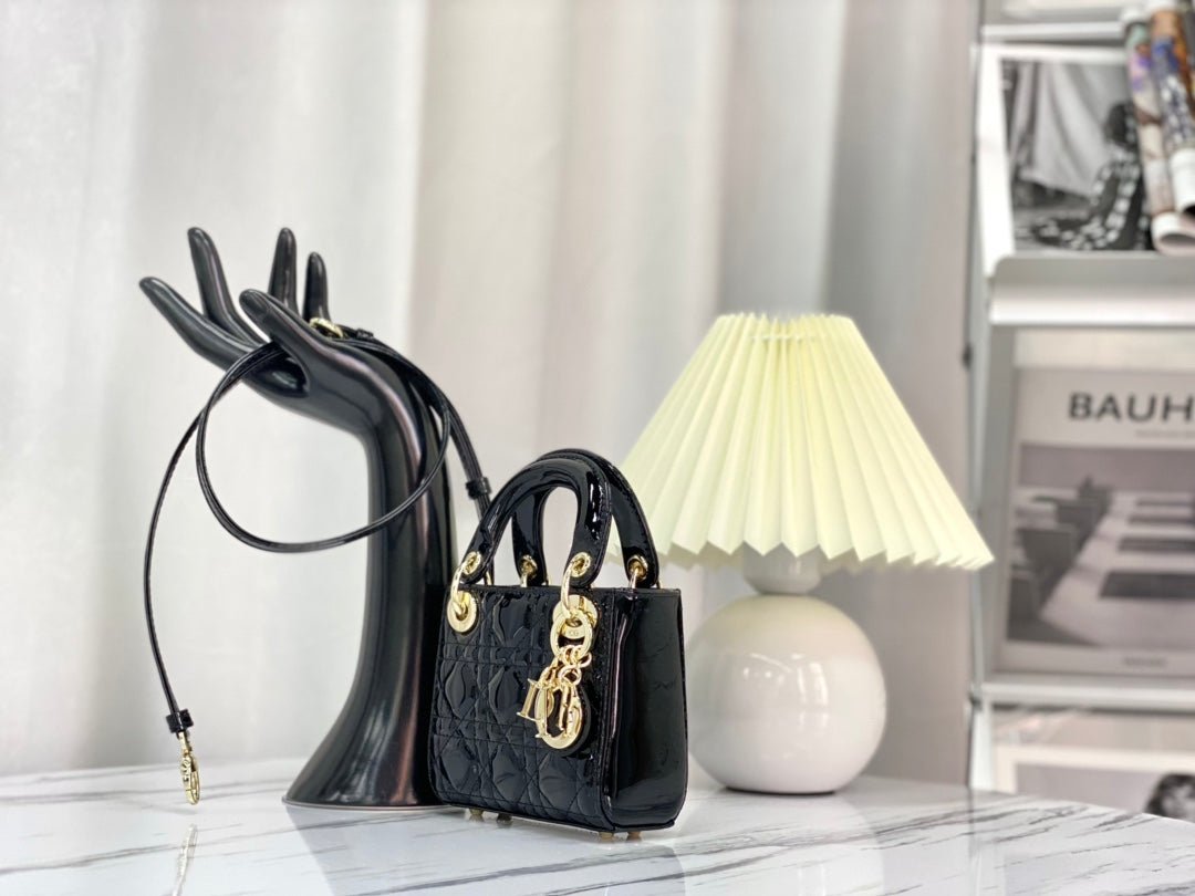 Dior Micro Lady 12 Glossy Lambskin Bag Black - Image 3