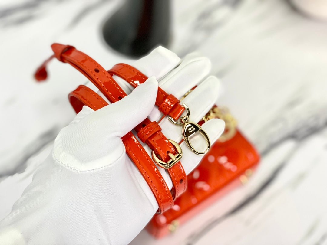 Dior Micro Lady 12 Glossy Lambskin Bag Scarlet Red - Image 6