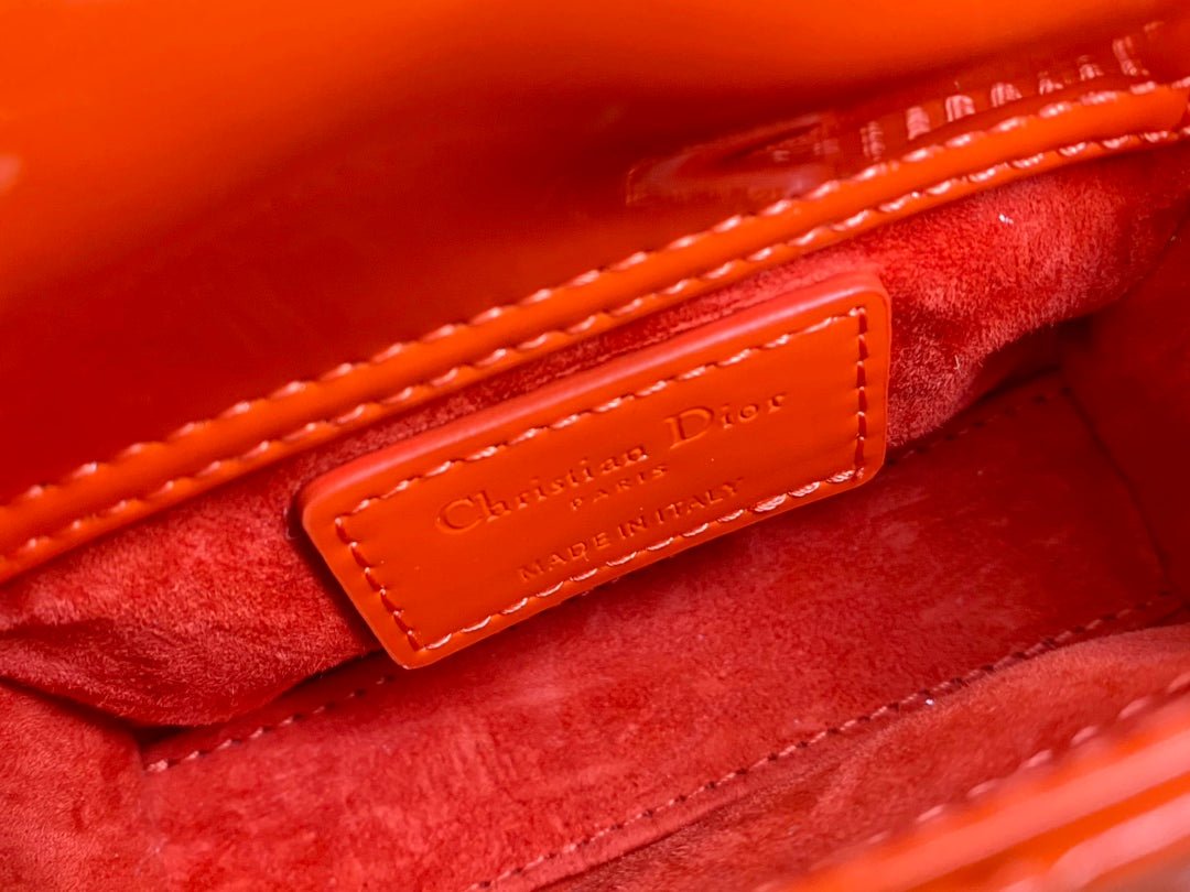 Dior Micro Lady 12 Glossy Lambskin Bag Scarlet Red - Image 9