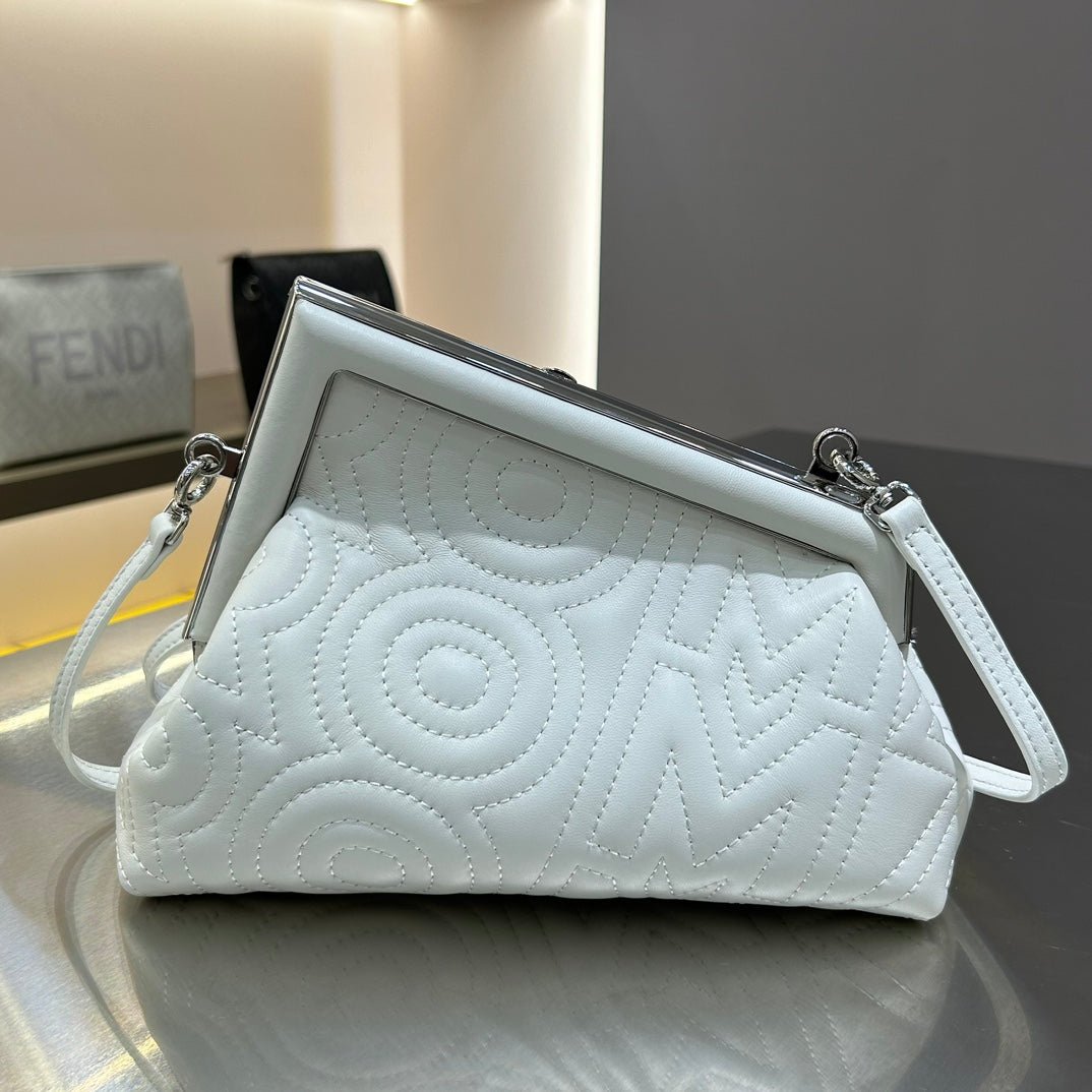 Fendi First Mini 25 White Calfskin Silver Hardware