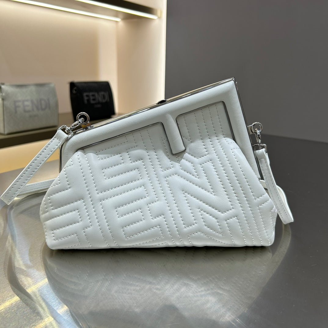 Alternative view of Fendi First Mini 25 White Calfskin Silver Hardware