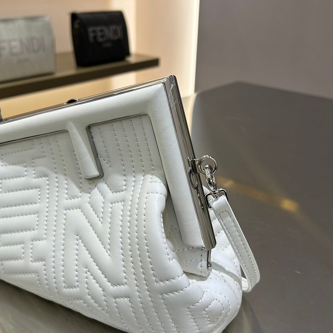 Fendi First Mini 25 White Calfskin Silver Hardware - Image 6