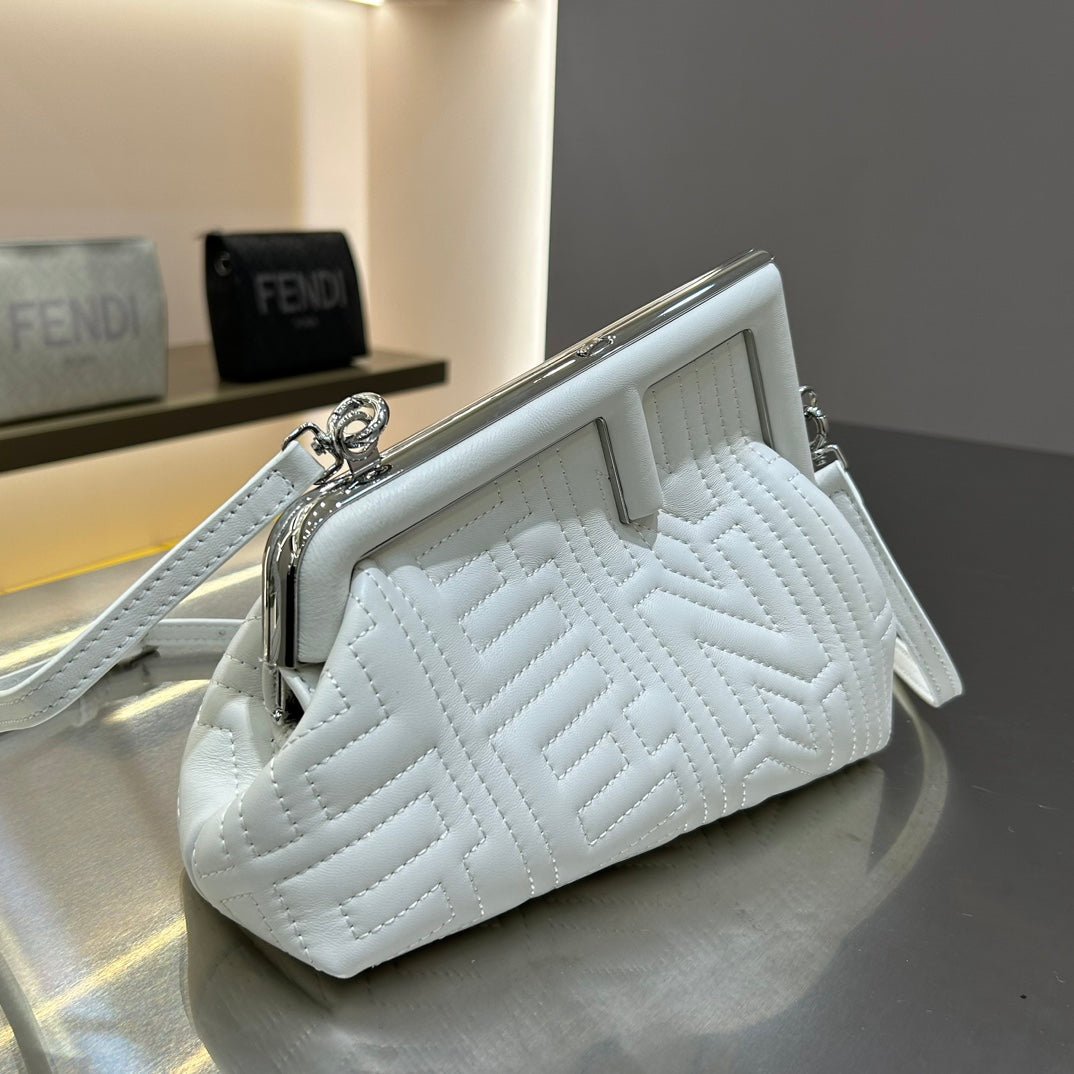 Fendi First Mini 25 White Calfskin Silver Hardware - Image 3