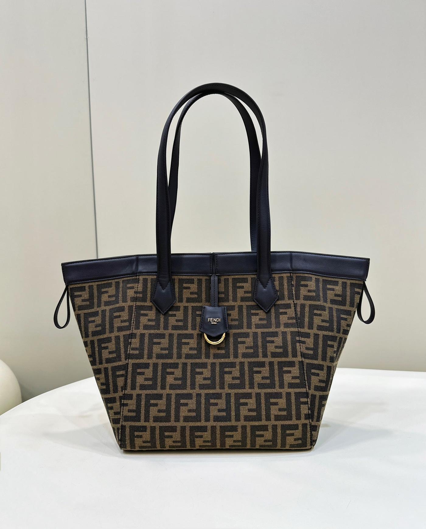 Alternative view of Fendi Origami Medium 27 Brown Black Jacquard