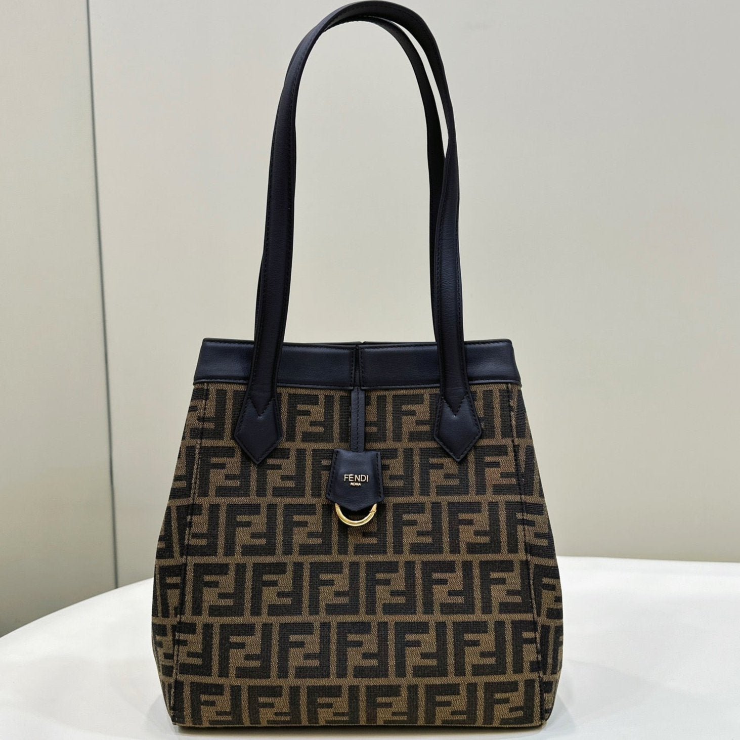 Fendi Origami Medium 27 Brown Black Jacquard