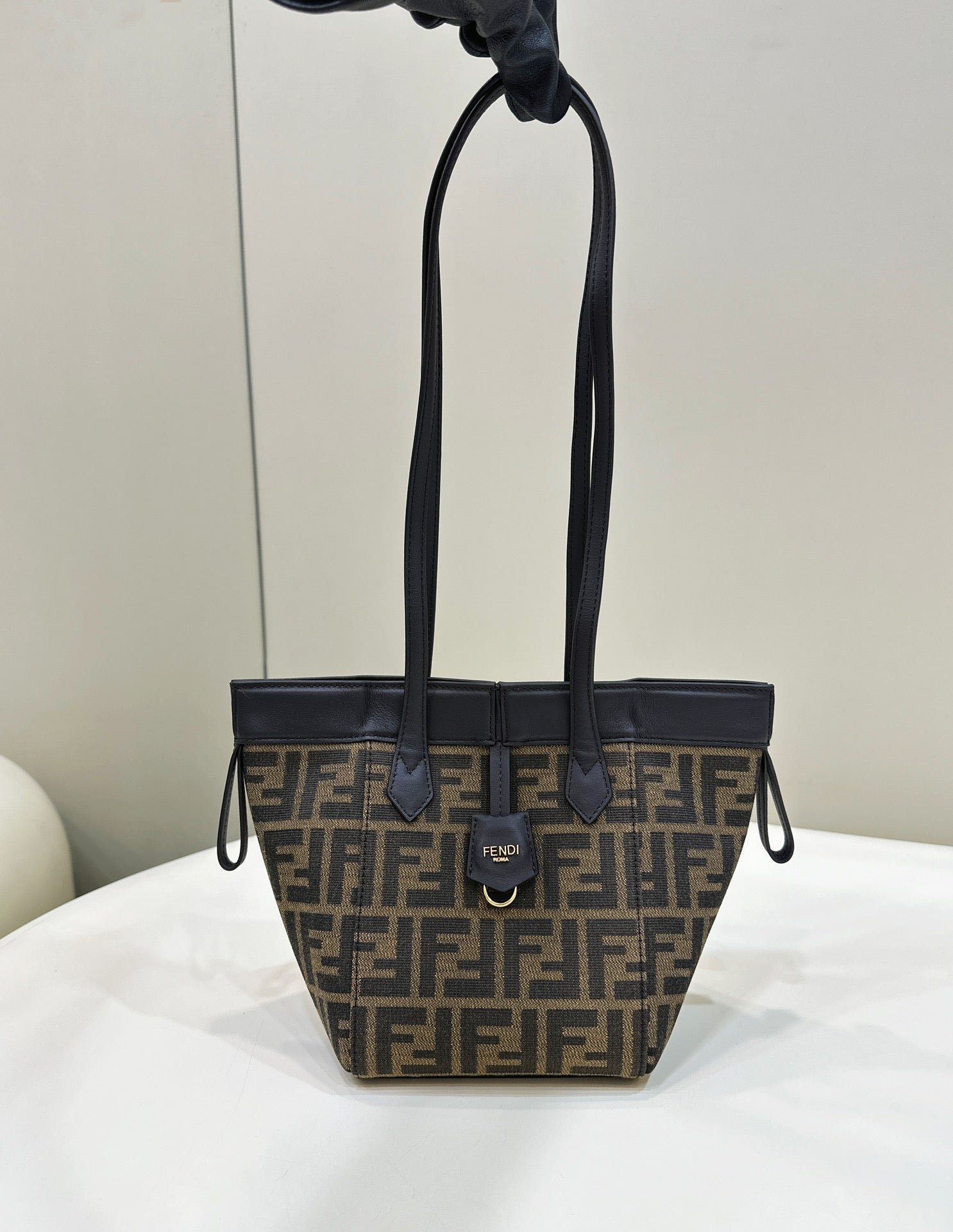 Alternative view of Fendi Origami Mini 19 Brown Black Jacquard