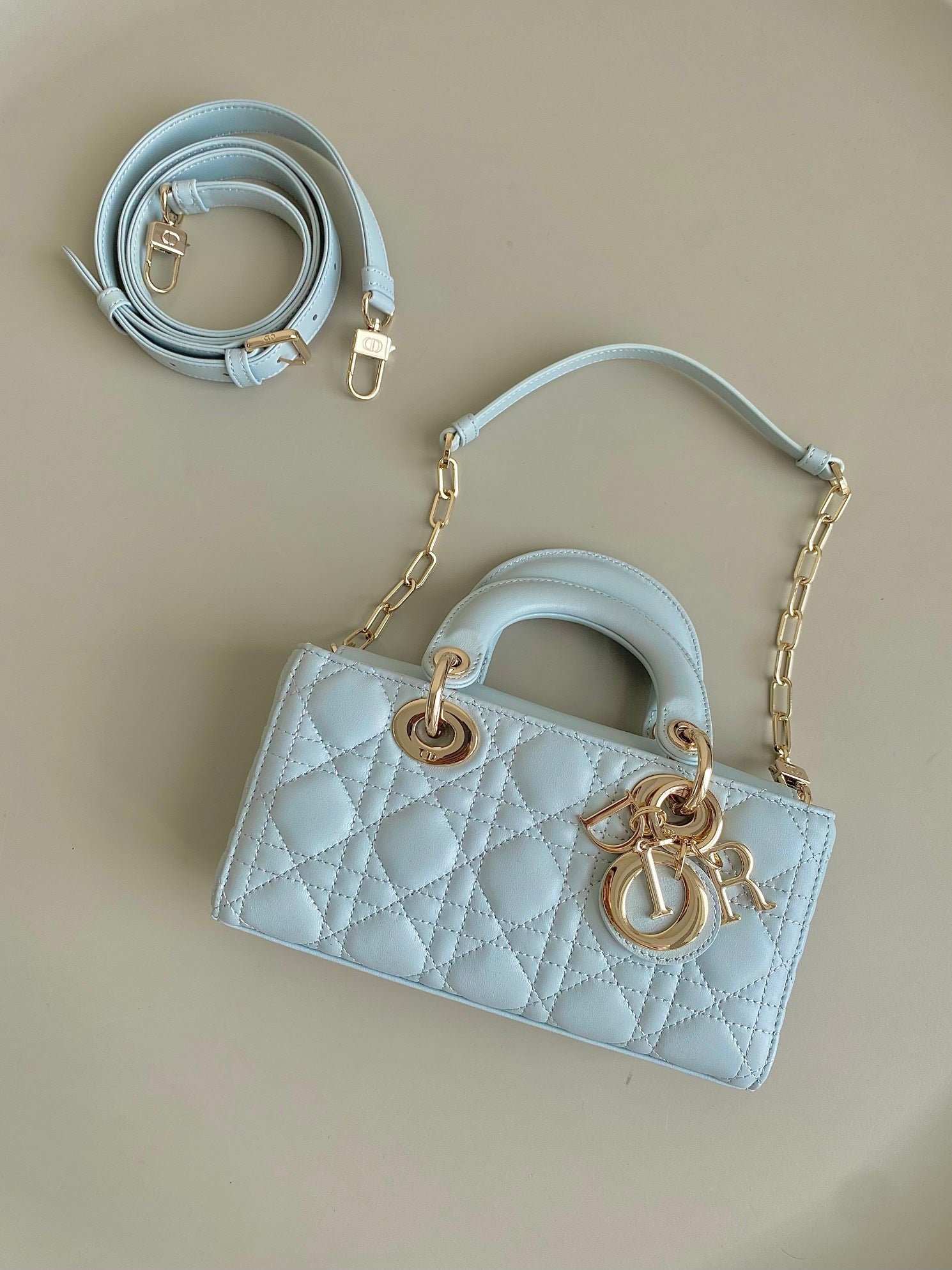Dior D-Joy 22 Lambskin Bag Light Blue - Image 2