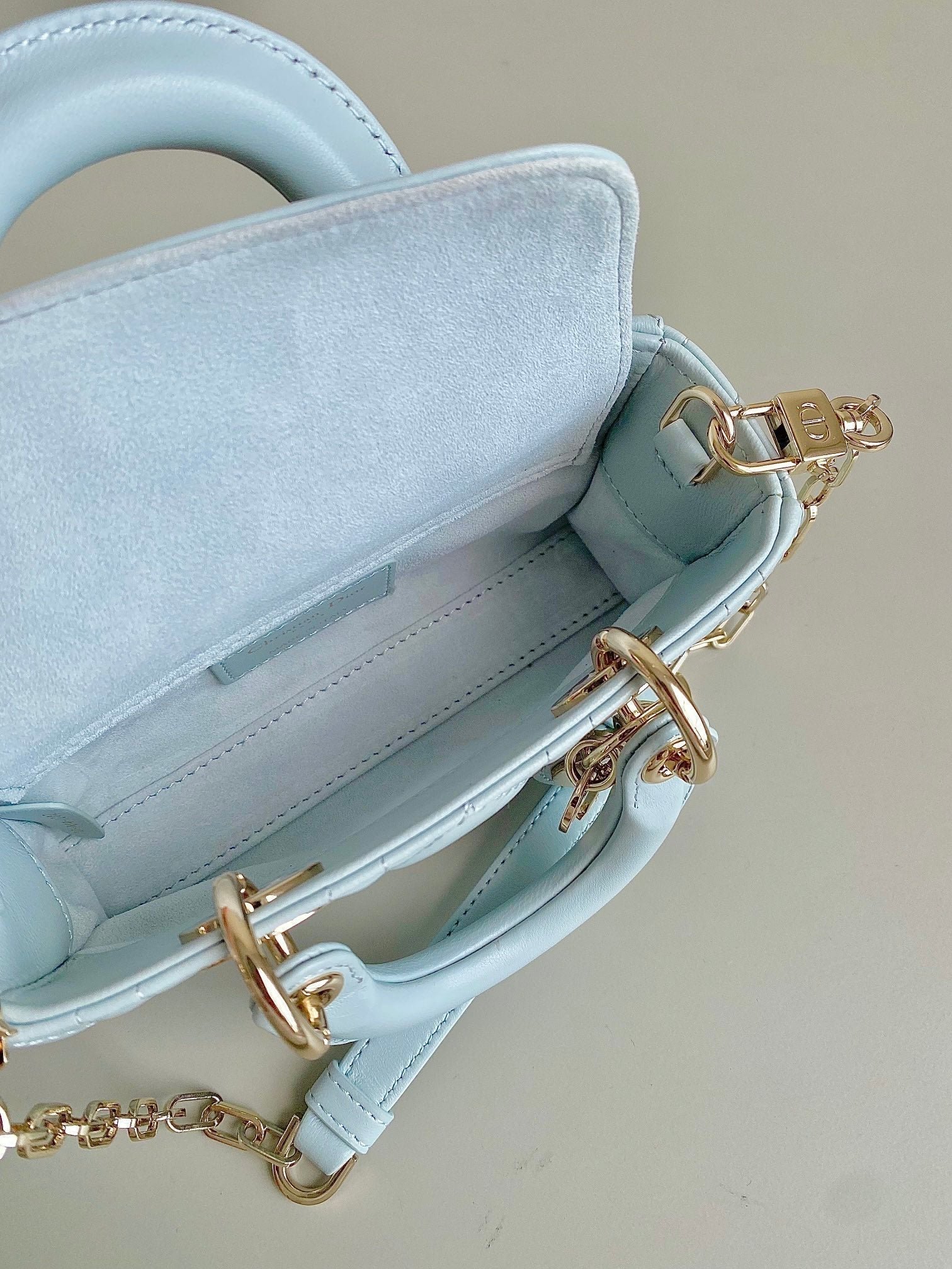 Dior Mini D-Joy 17 Lambskin Bag Light Blue - Image 4