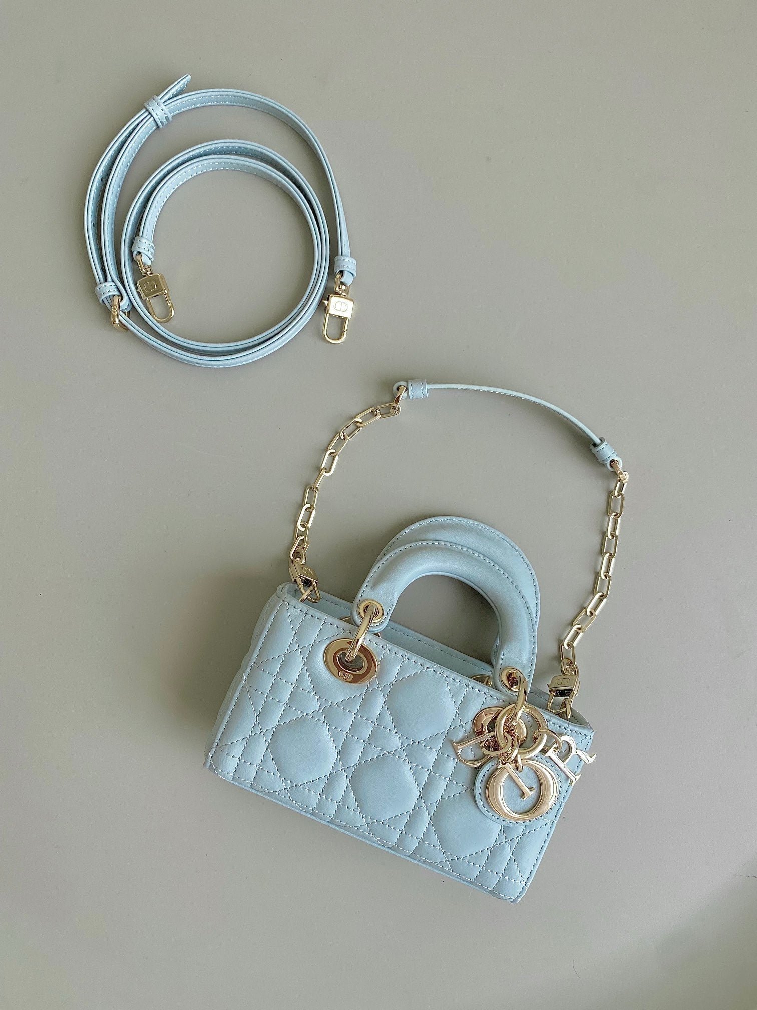 Dior Mini D-Joy 17 Lambskin Bag Light Blue - Image 2
