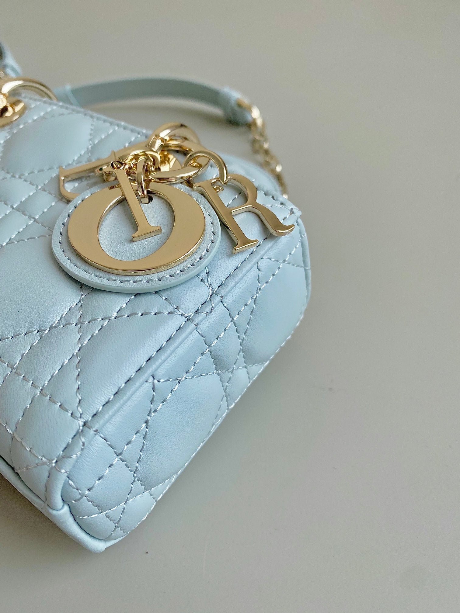 Dior Mini D-Joy 17 Lambskin Bag Light Blue - Image 9