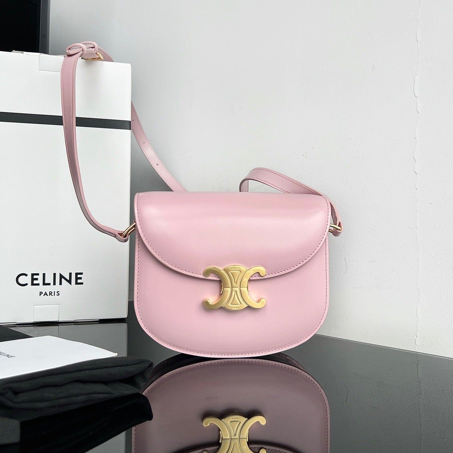 Celine Triomphe 18 Pastel Pink Calf
