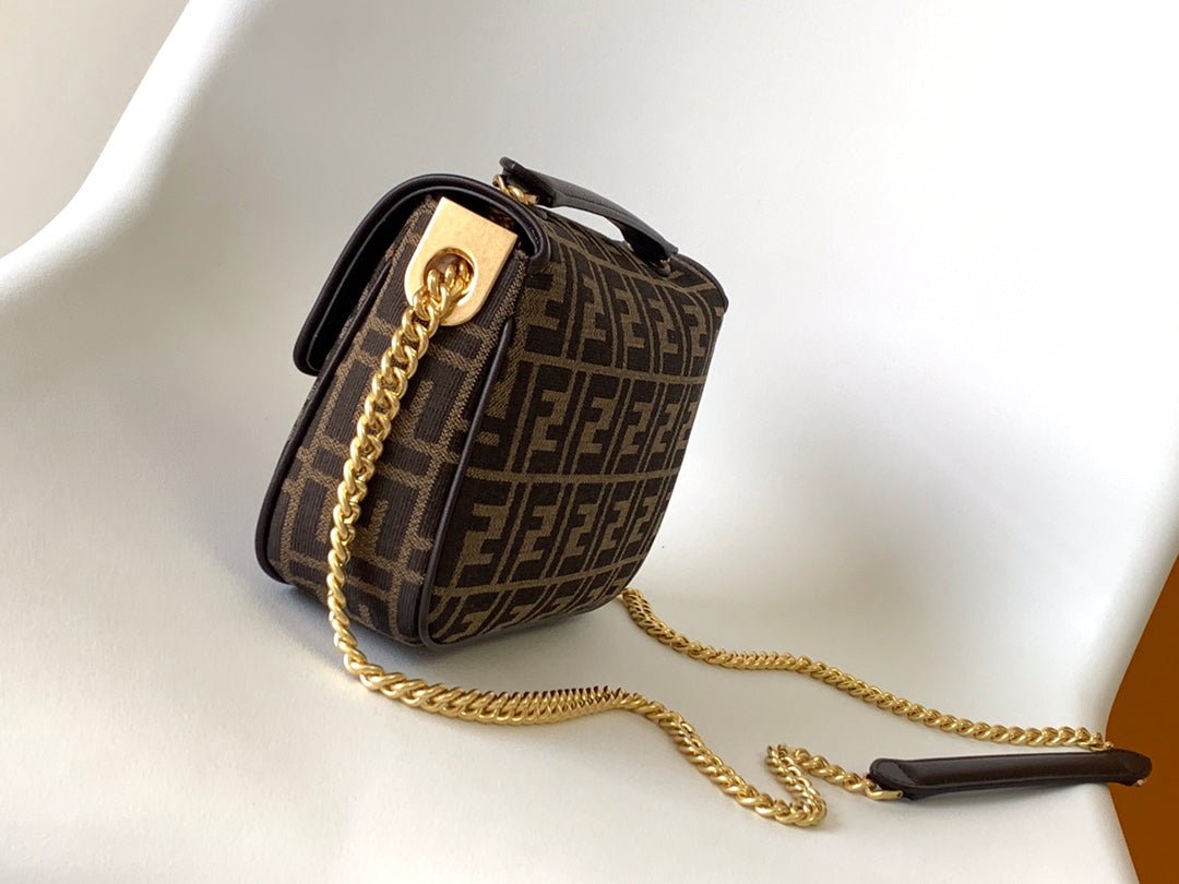 Alternative view of Fend Baguette 24 Brown Jacquard Fabric Bag Ghw