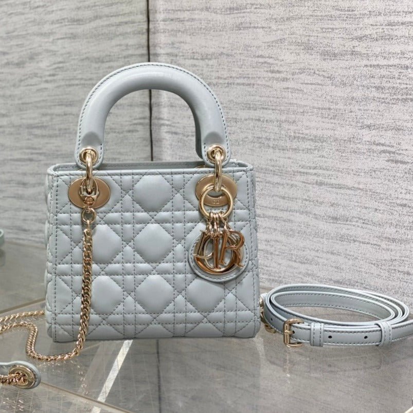 Dior Lady Mini Marian Blue Lambskin Bag