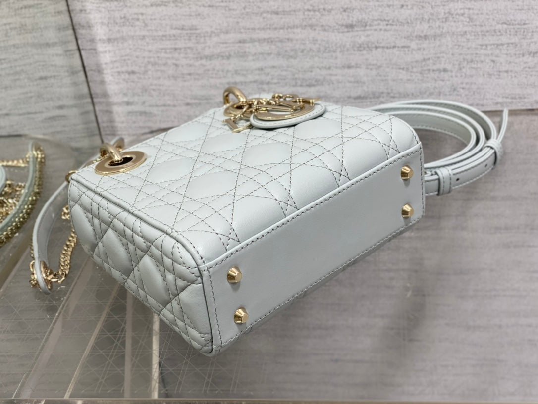 Dior Lady Mini Marian Blue Lambskin Bag - Image 3