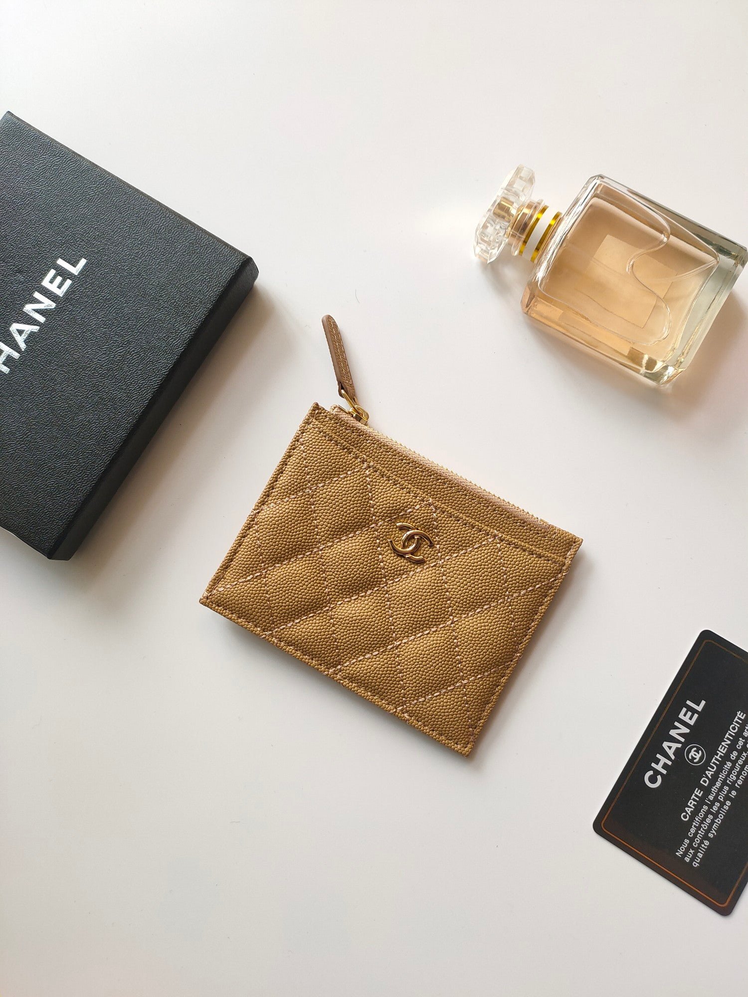 CHANEL Camel Grain Zip Wallet - Image 3