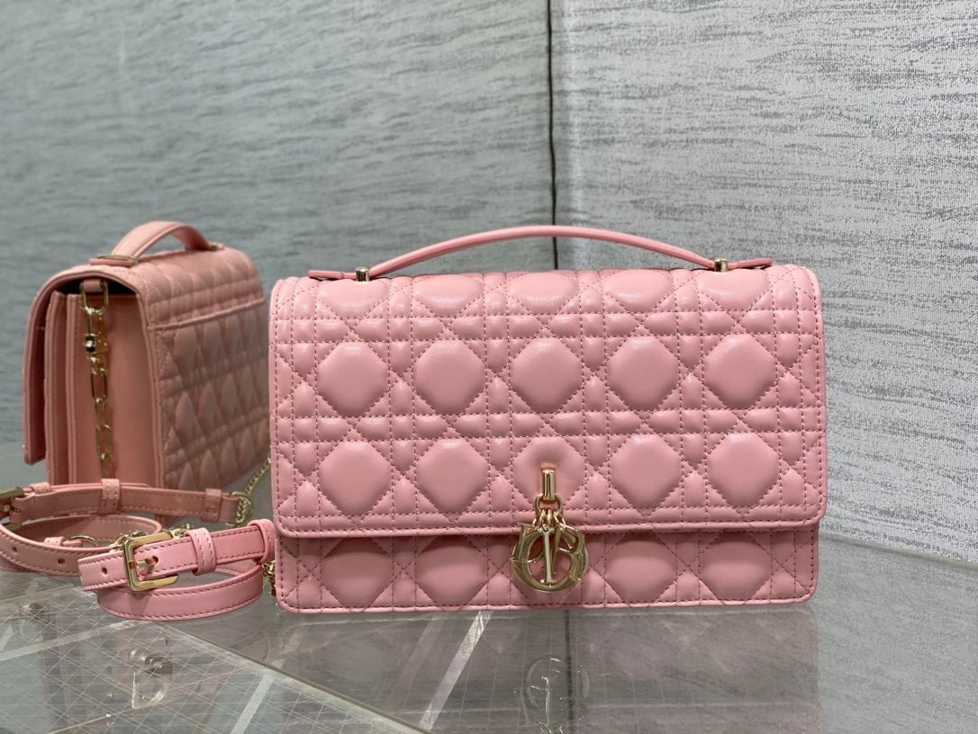 Dior Miss CD Top Handle Pink Lambskin Bag - Image 9