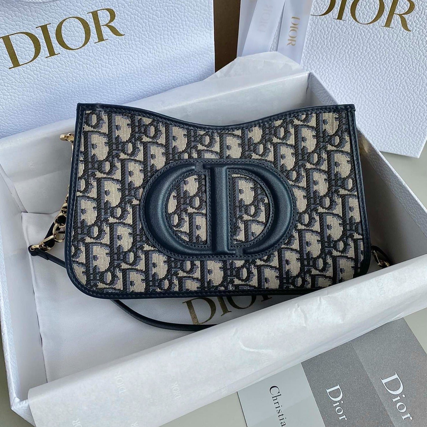 Dior Mini Hobo 23 Jacquard Bag Blue
