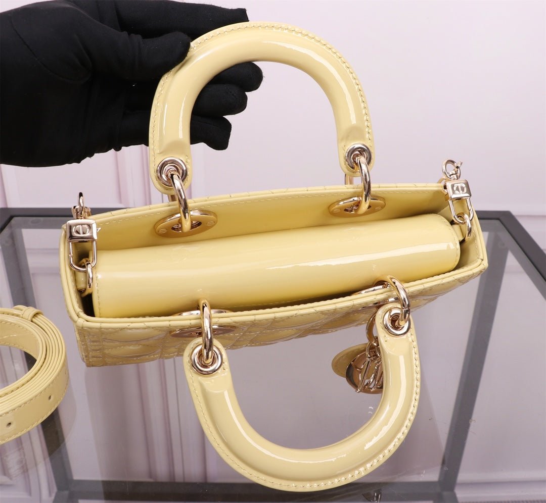 Alternative view of Dior Small Lady D-Joy Yellow Lambskin Crossbody Bag