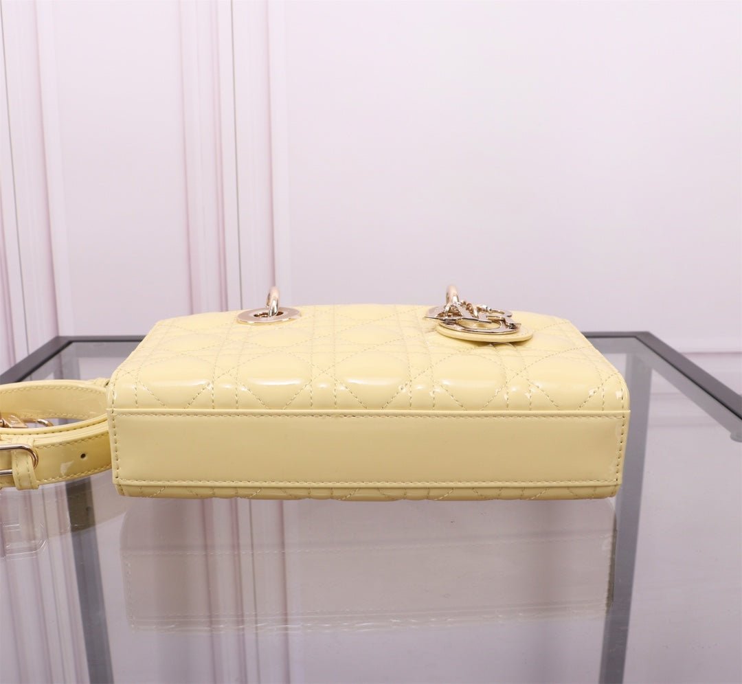 Dior Small Lady D-Joy Yellow Lambskin Crossbody Bag - Image 3