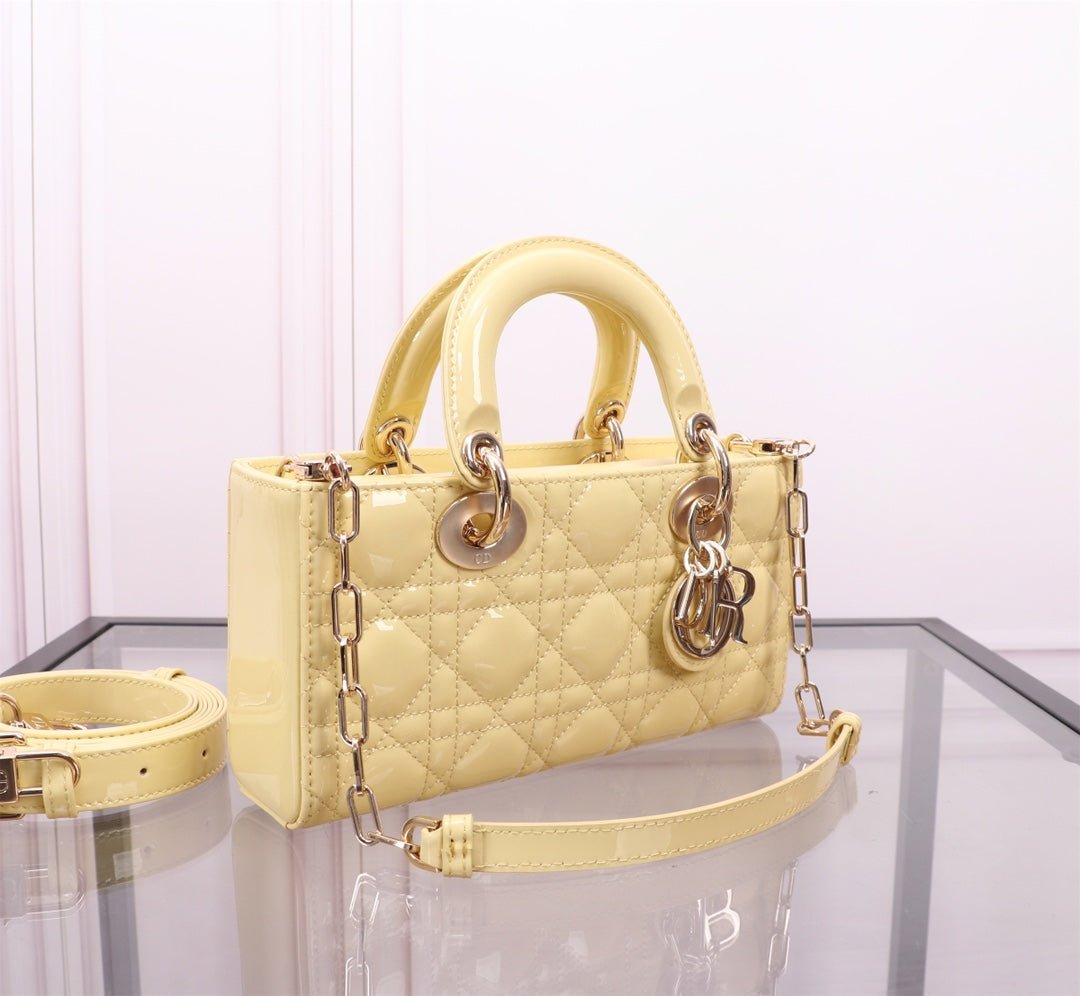 Dior Small Lady D-Joy Yellow Lambskin Crossbody Bag - Image 7