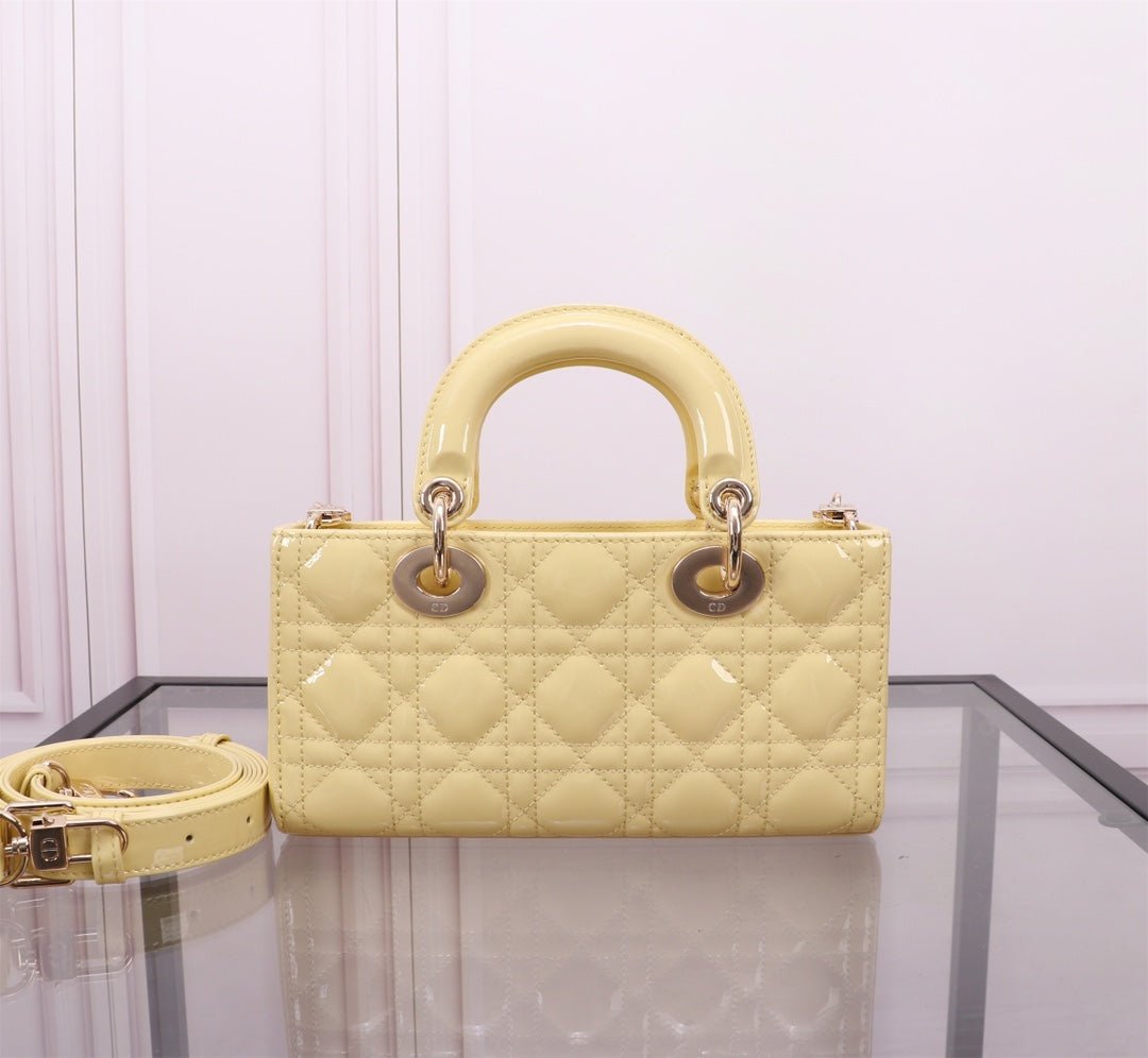 Dior Small Lady D-Joy Yellow Lambskin Crossbody Bag - Image 8