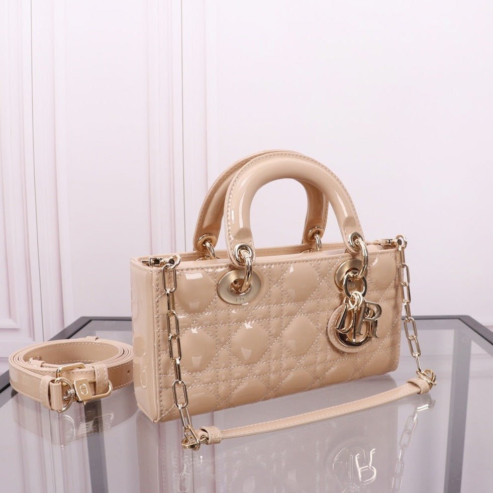 Dior Small Lady D-Joy Beige Lambskin Shoulder Bag