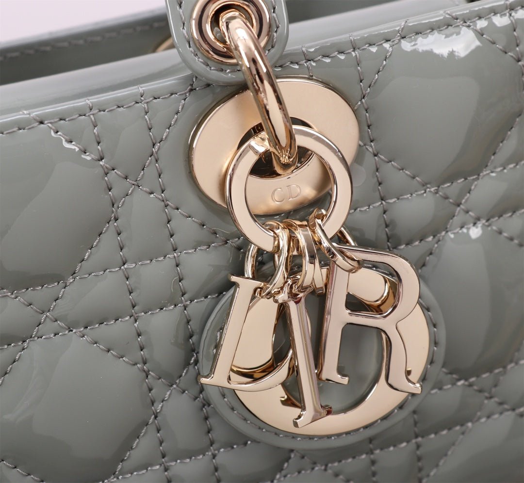 Dior Small Lady D-Joy Rock Gray Lambskin Quilted Bag - Image 3