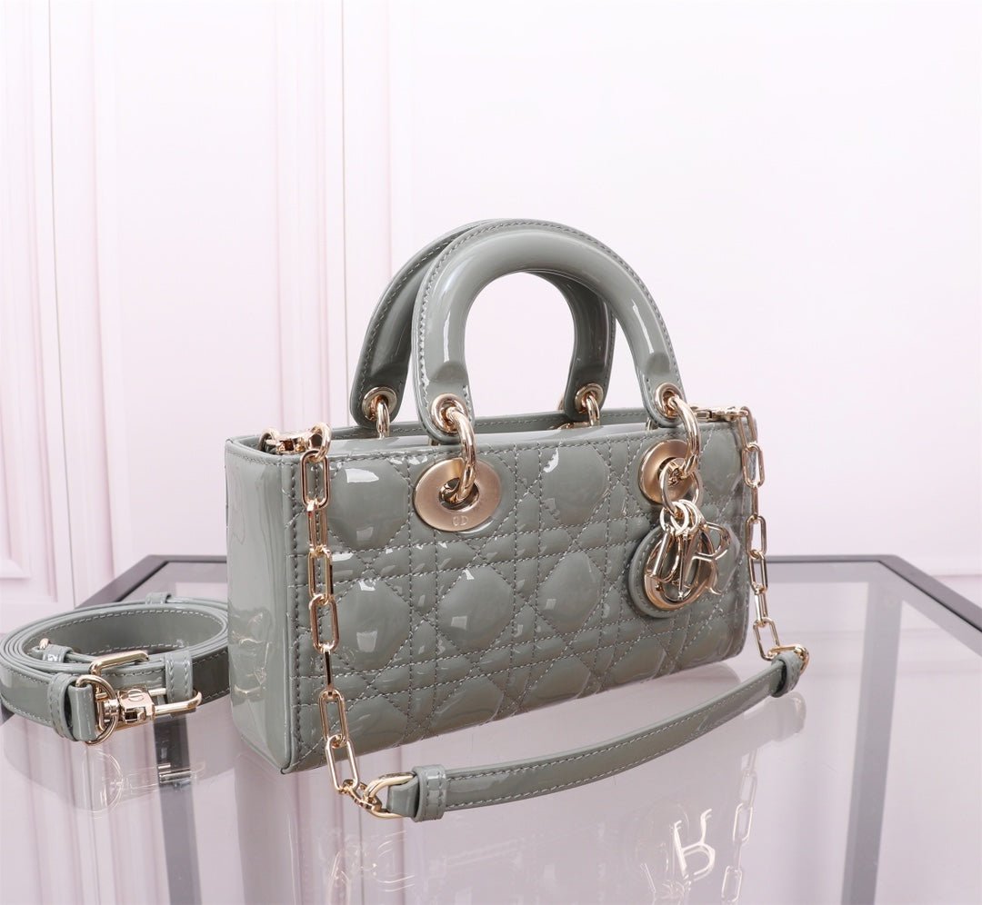 Dior Small Lady D-Joy Rock Gray Lambskin Quilted Bag - Image 5