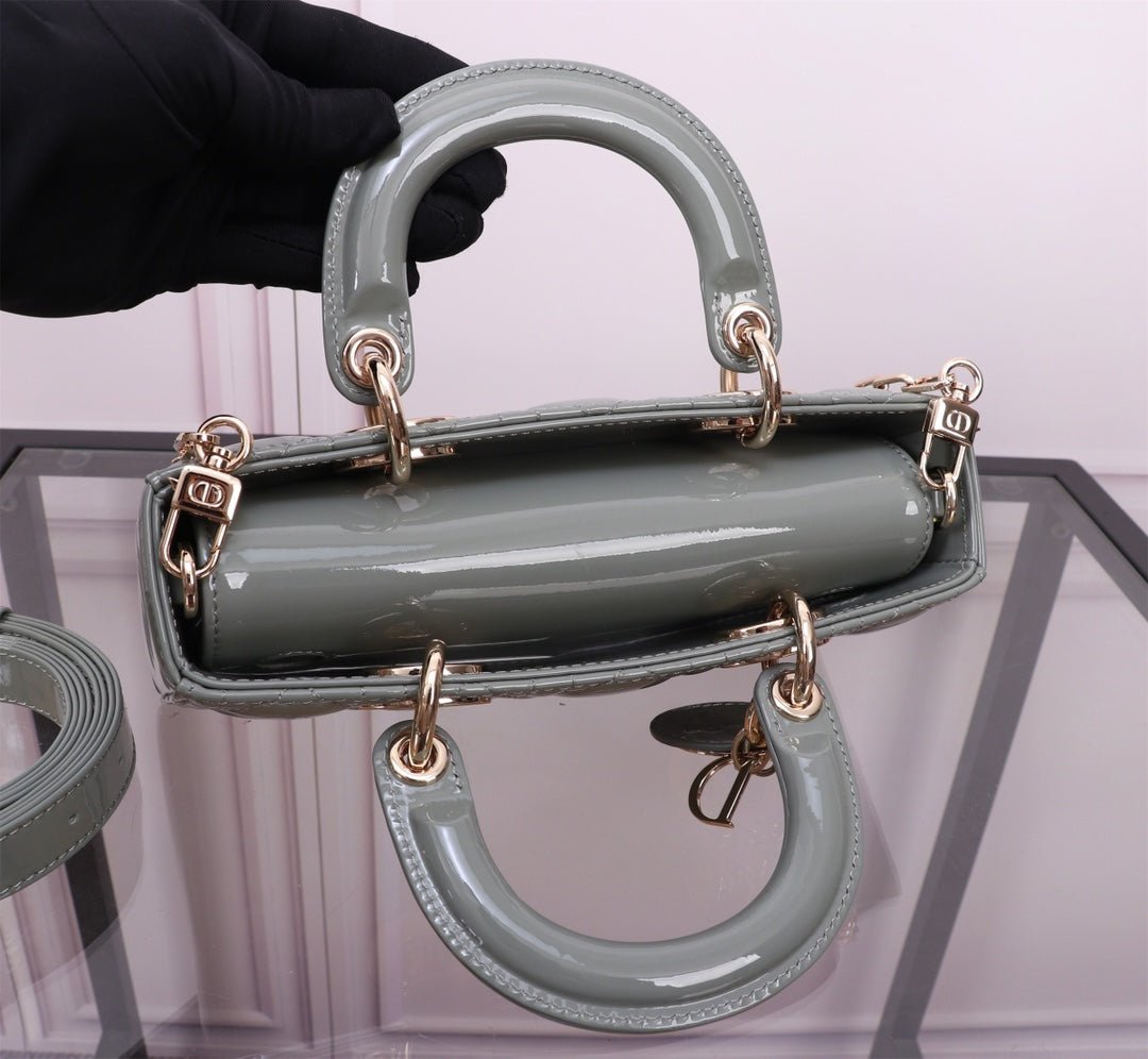 Dior Small Lady D-Joy Rock Gray Lambskin Quilted Bag - Image 6