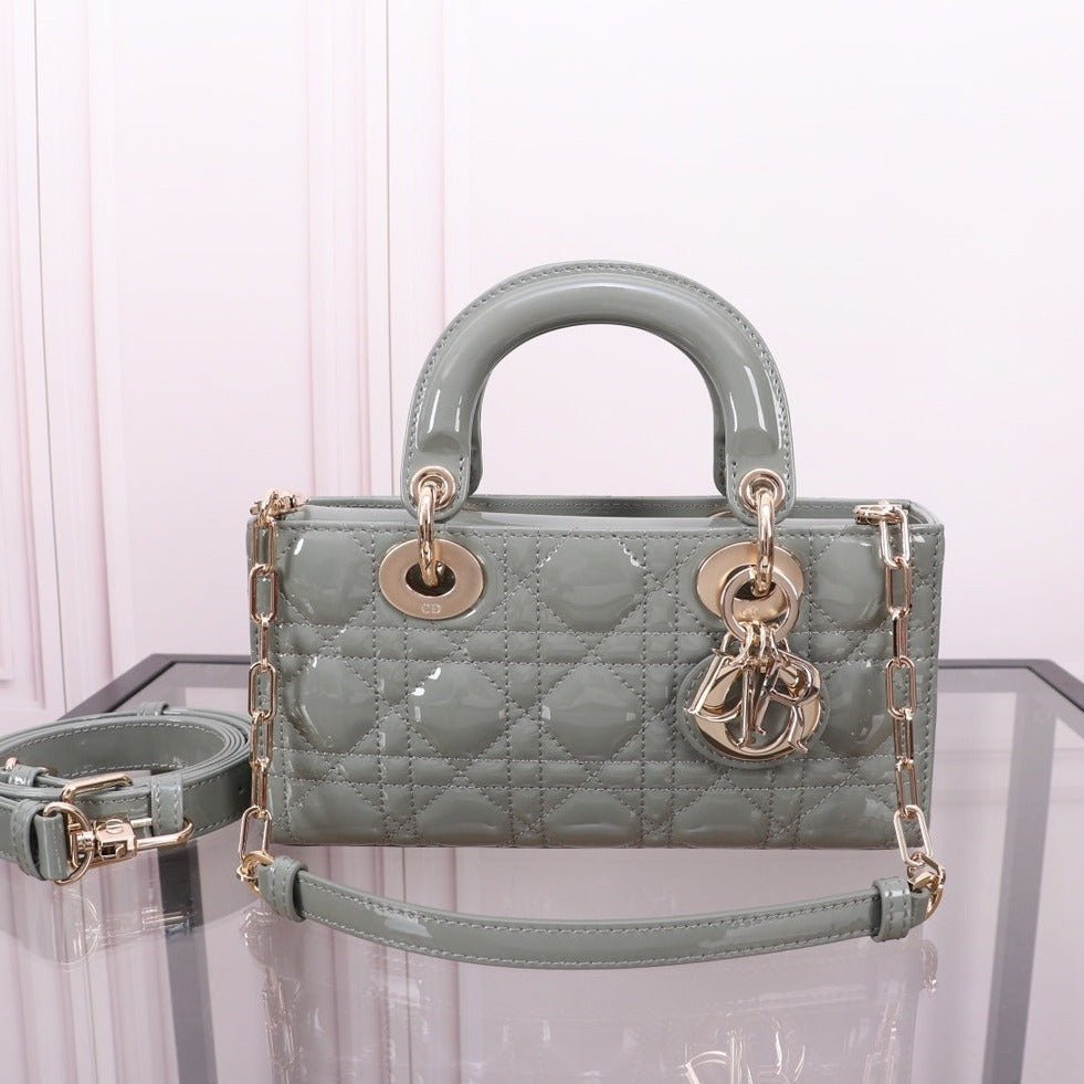 Dior Small Lady D-Joy Rock Gray Lambskin Quilted Bag